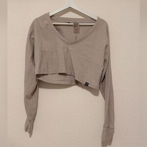 Gymshark taupe cropped terry cloth longsleeve size M